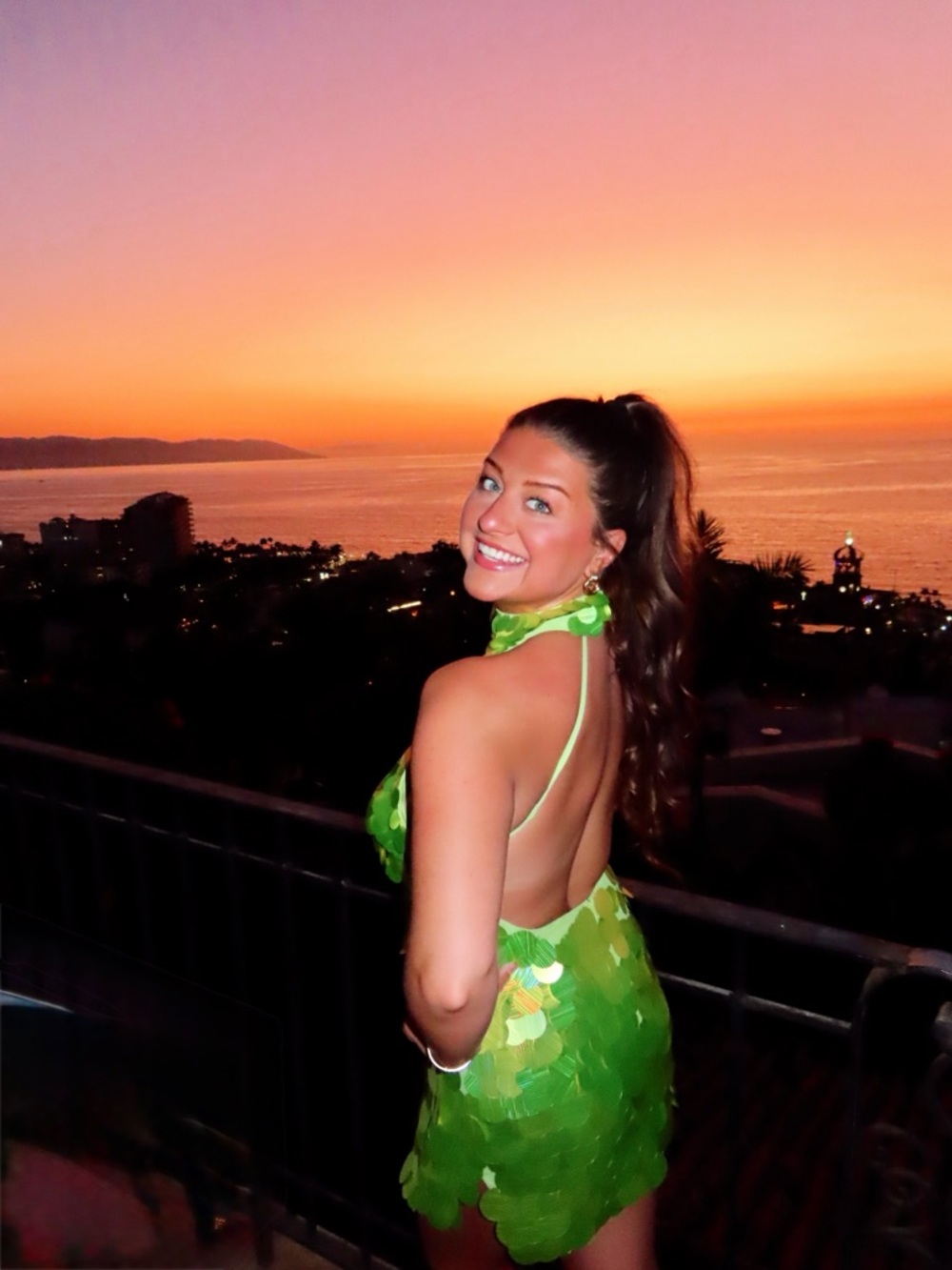 ASOS Green Sequin Halter Mini Dress